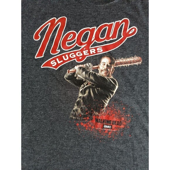 The Walking Dead Negan Graphic T-Shirt Men's Large Lightweight Gray Short Sleeve - Picture 2 of 7